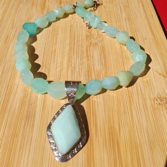 Jay King Jewelry - Jay King DTR beautiful aqua stone necklace with milky aquamarine? pendant 925 St